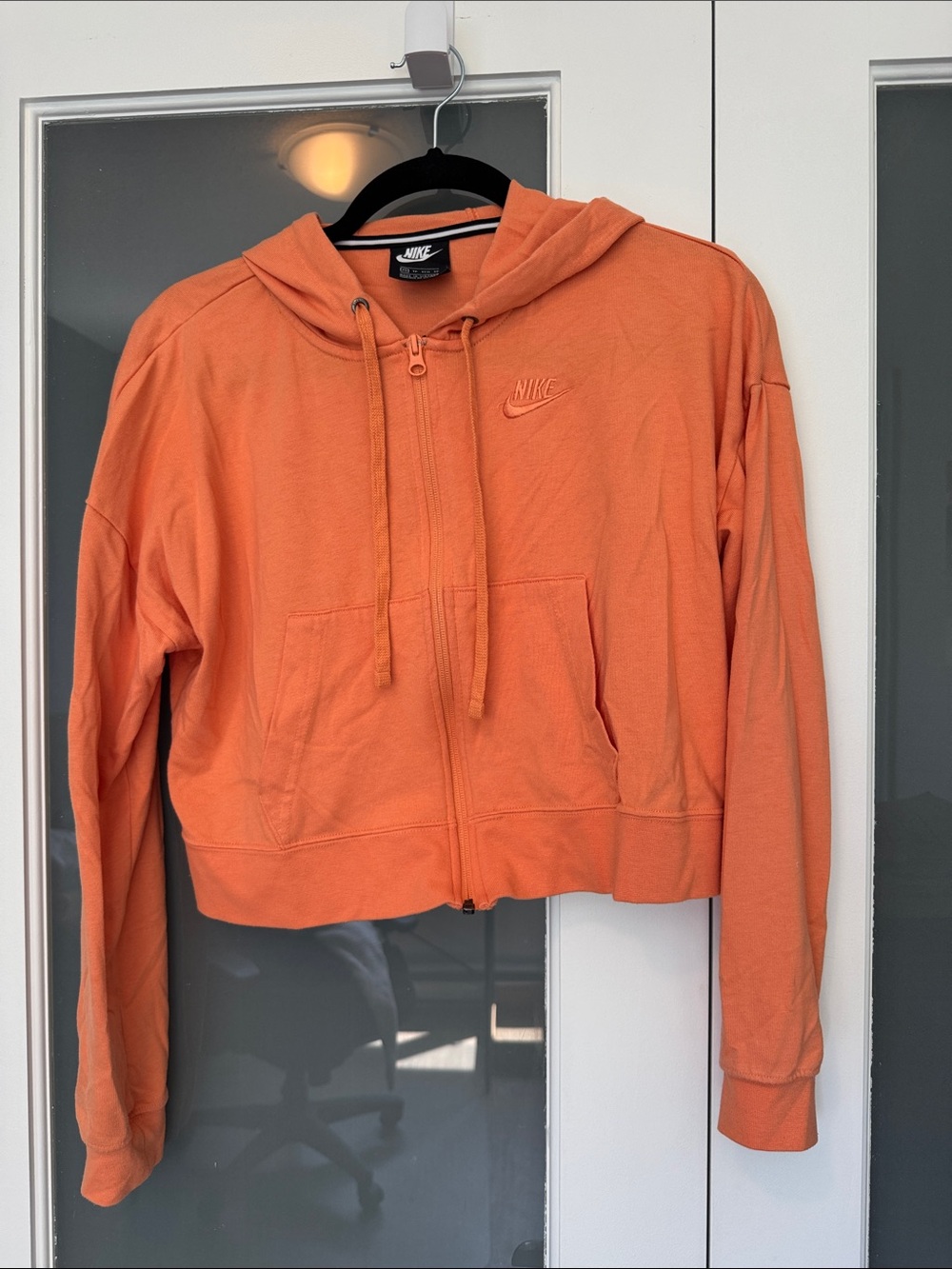 Nike Women's Orange Cropped Full‑Zip Hoodie